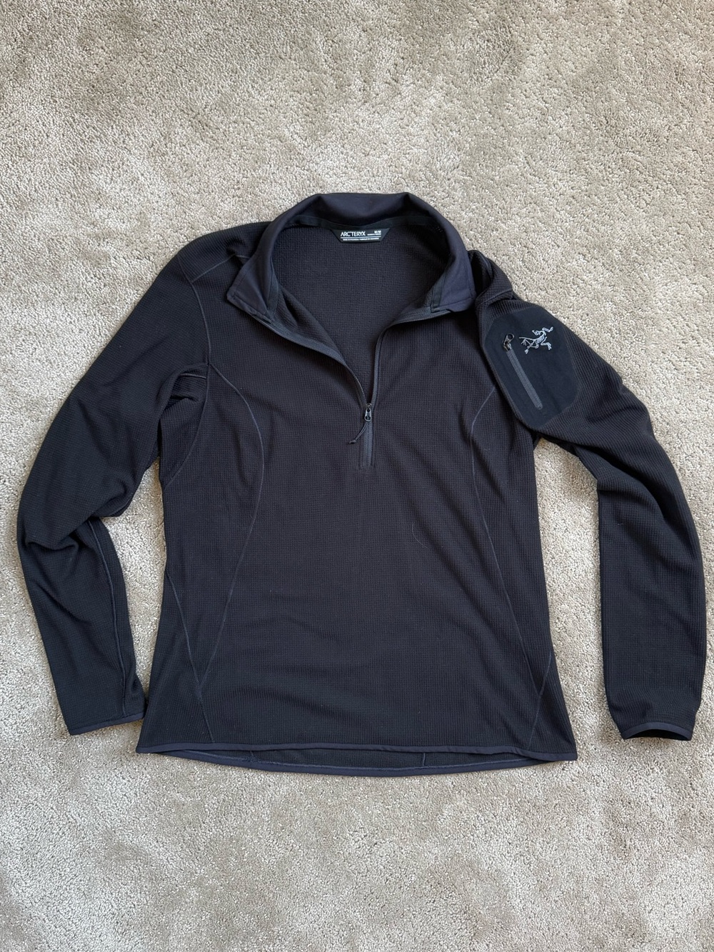 Arc'teryx Delta LT Zip Neck Warm Base Layer in Black
